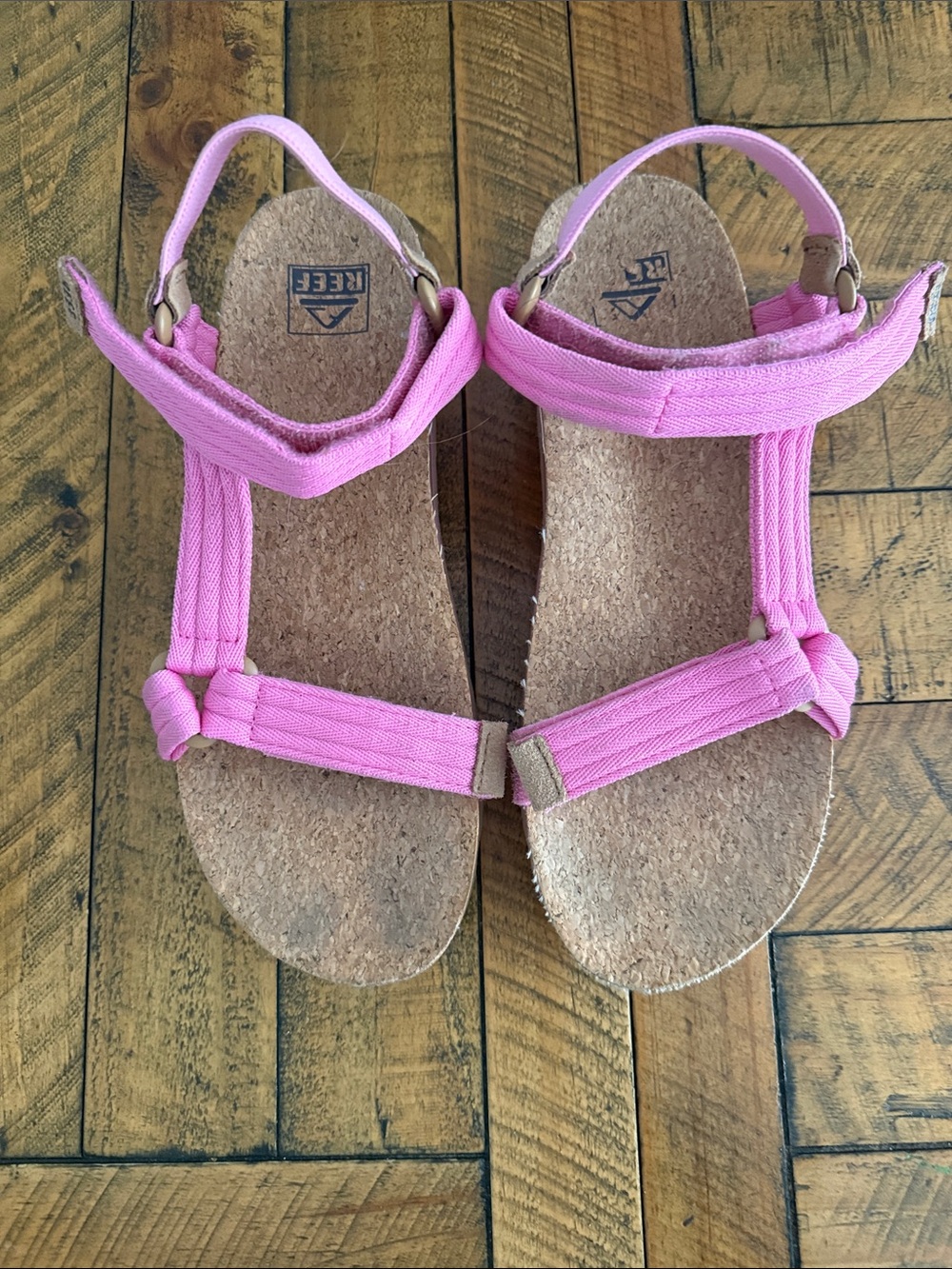 Reef Pink Strap Cork Sandals